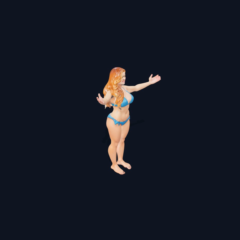Blue Bikini Female Character Model Rigged and Animated